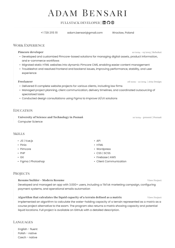 free ATS resume template